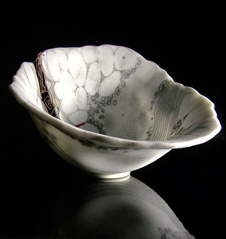 "Large Deep Red Moon Bowl" 16 x 4 1/2 x 16