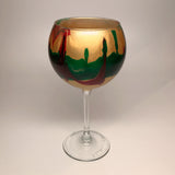 Wine Goblet Pair- Gold, Emerald and Ruby (sold in pairs)