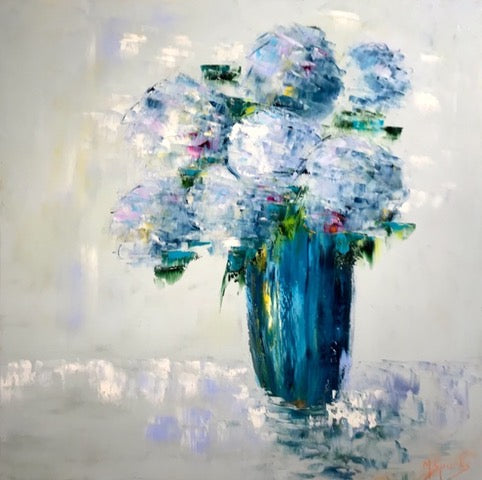 "Blue Hydrangeas" 36 x 36