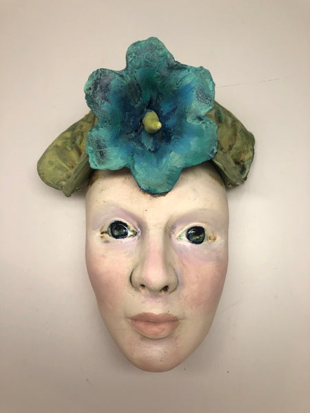 "Wall Face - Teal Flower"