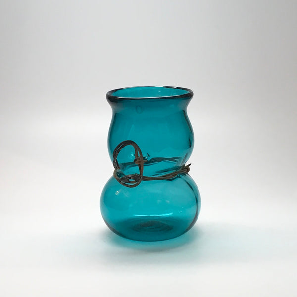 "Blue Barbed Wire Vase" 6x5x4