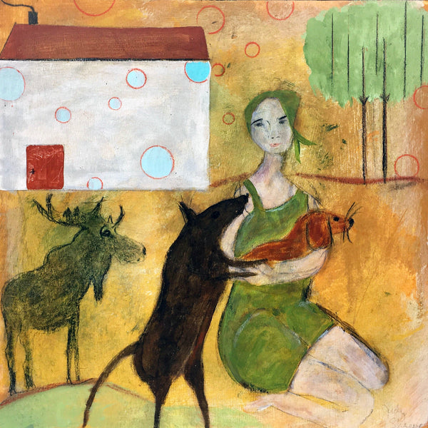 "The Woman Who Loves Dogs" 12x12