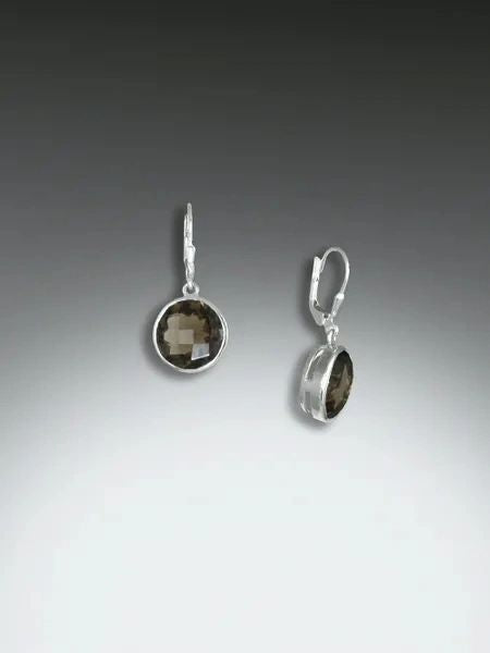 round "Bling" smokey quartz earrings