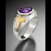 Dove Ring - Amethyst, silver and gold