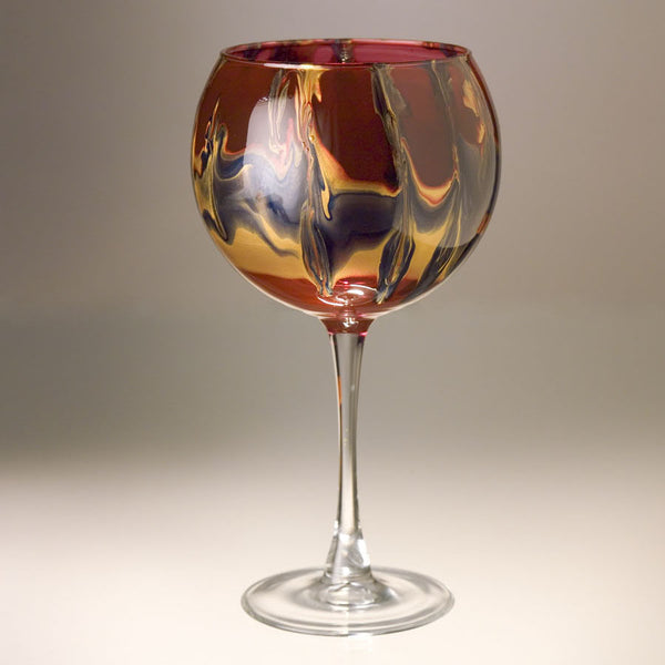 Wine Goblet - Gold, Ruby and Blue -(sold in pairs)